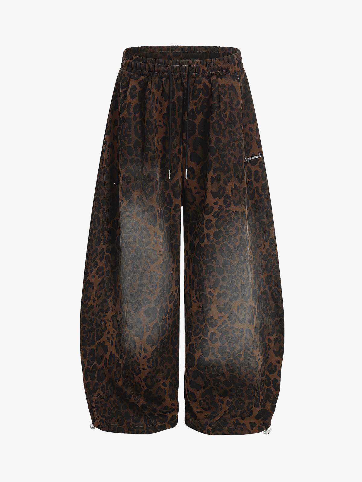 Leopard Print Adjustable Hem Barrel Pants - Seldom Seen Styles