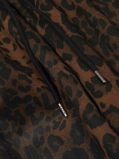 Leopardenmuster-Barrel Pants mit verstellbarem Saum