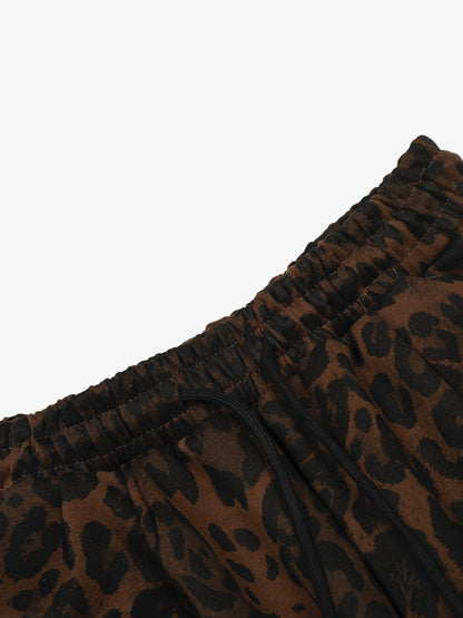 Leopardenmuster-Barrel Pants mit verstellbarem Saum