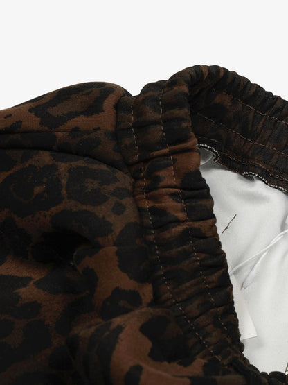 Leopardenmuster-Barrel Pants mit verstellbarem Saum