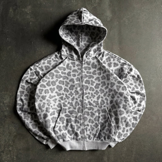 Leopard Zip-Up Hoodie - Seldom Seen Styles