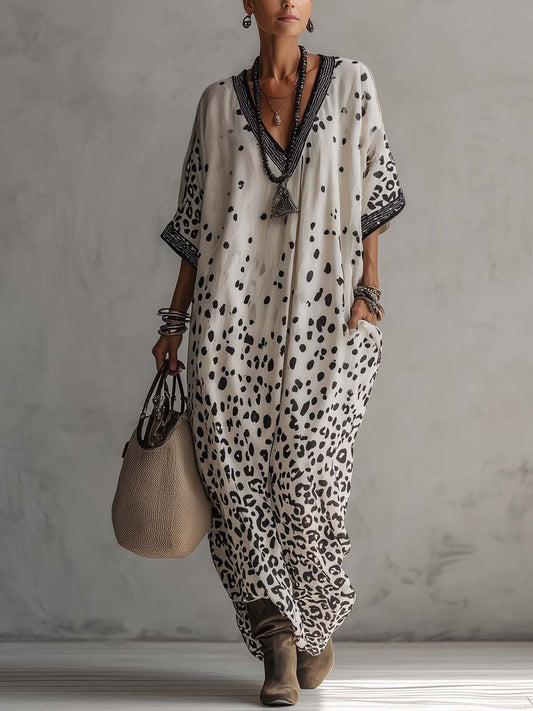 Light Gray Gradient Leopard Print Chiffon Maxi Dress - Seldom Seen Styles