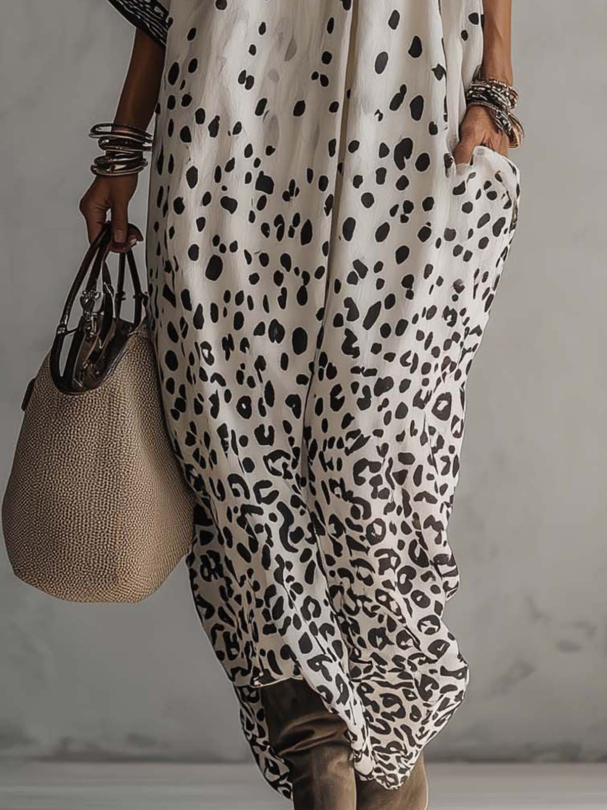 Light Gray Gradient Leopard Print Chiffon Maxi Dress - Seldom Seen Styles