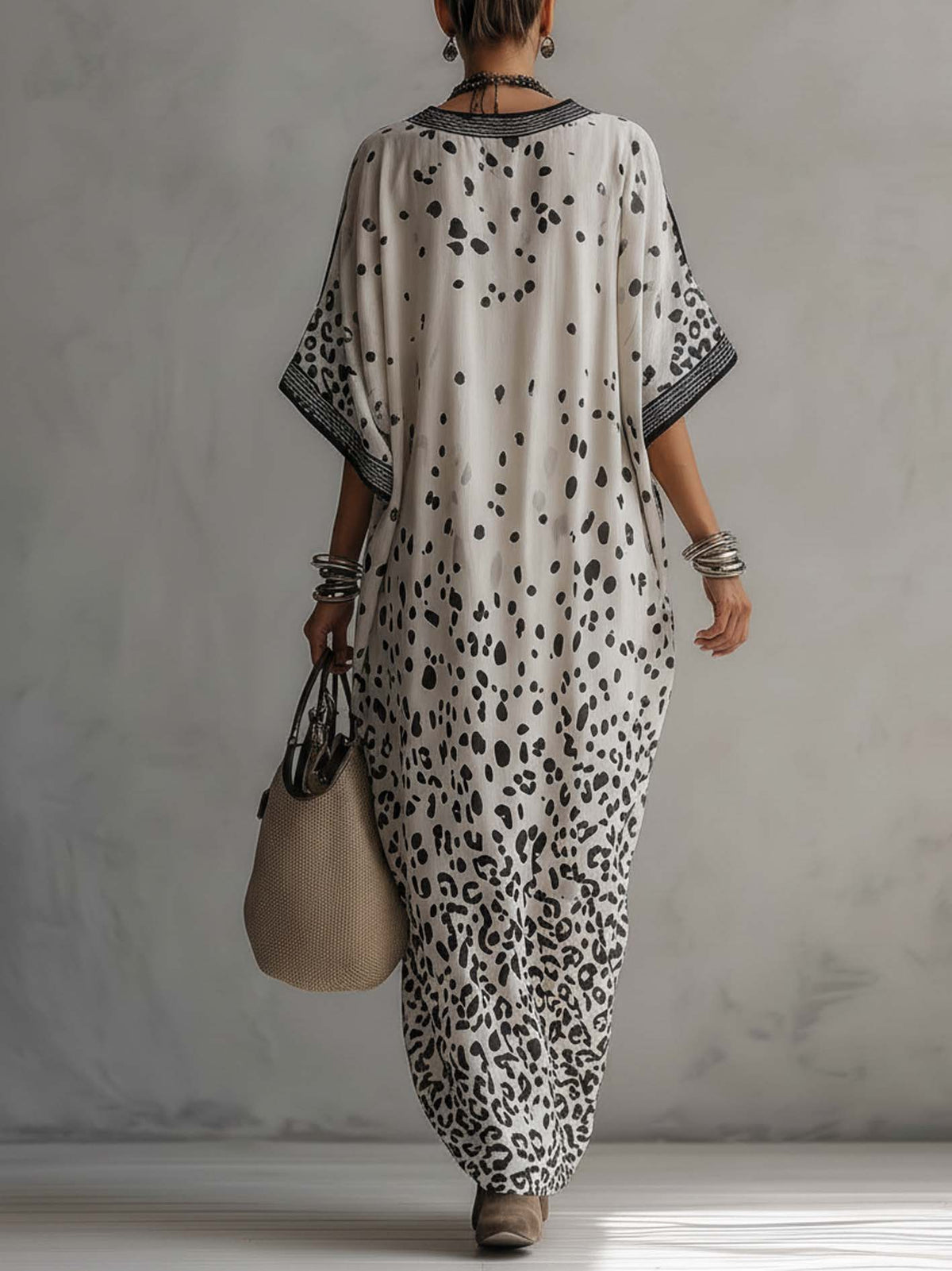 Light Gray Gradient Leopard Print Chiffon Maxi Dress - Seldom Seen Styles