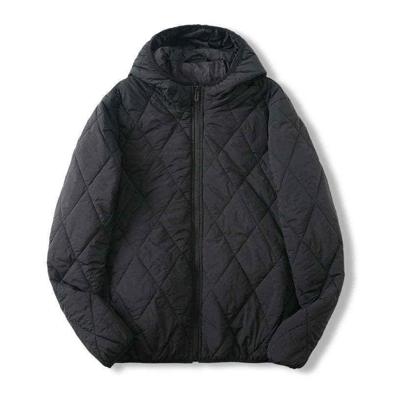 Light and warm mulberry silk men and women outdoor windproof hooded rhombus cotton clothes cotton jacket men and women - Seldom Seen Styles