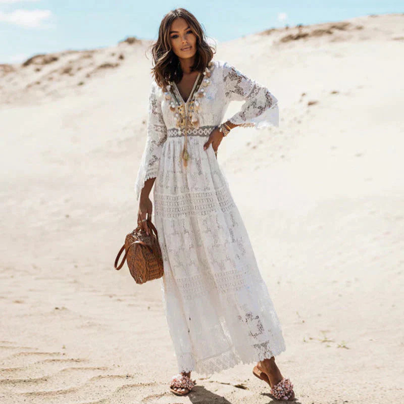 Rayon Open Neck Maxi Dress - Seldom Seen Styles