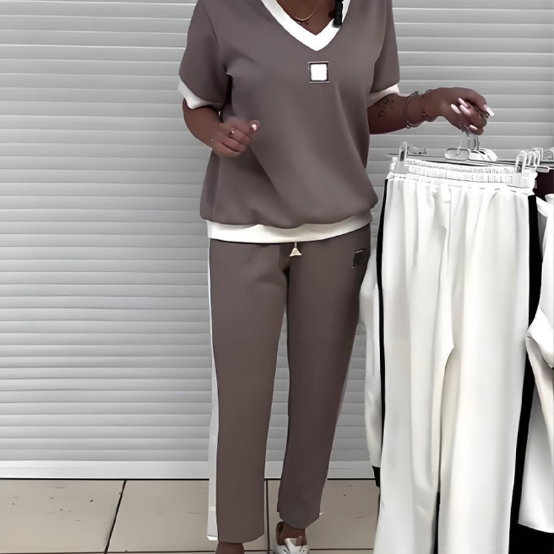 ⏳Limited time 50% discount💥Casual women's two-piece set: V-neck top and trousers - Seldom Seen Styles