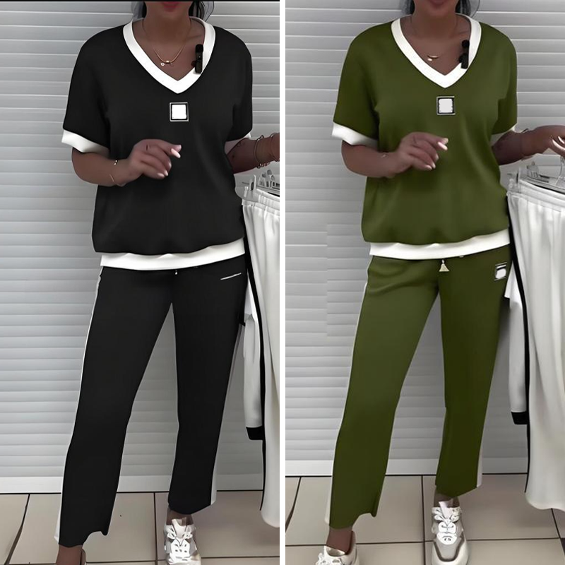 ⏳Limited time 50% discount💥Casual women's two-piece set: V-neck top and trousers - Seldom Seen Styles