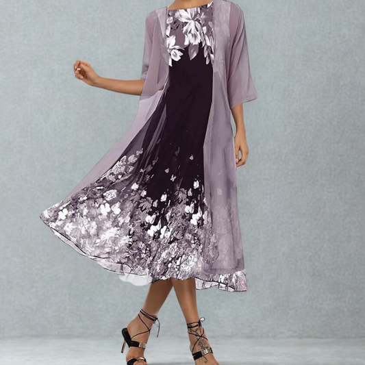 Linda | Women's A-Line Midi Floral Dress - Seldom Seen Styles