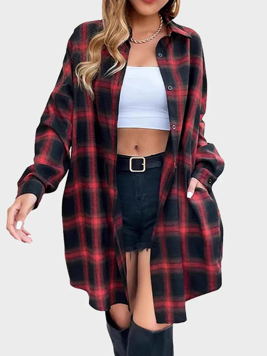 Long-Sleeve Plaid Shirt - Seldom Seen Styles