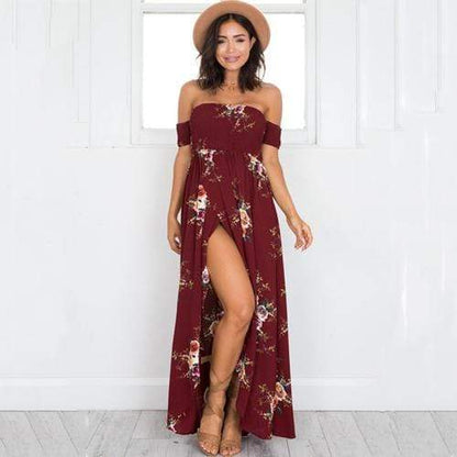 Boho Off-Shoulder Floral Maxi Sundress