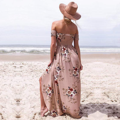 Boho Off-Shoulder Floral Maxi Sundress
