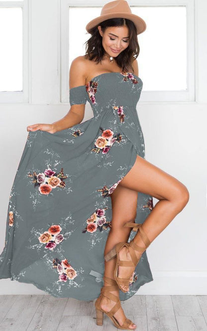 Boho Off-Shoulder Floral Maxi Sundress