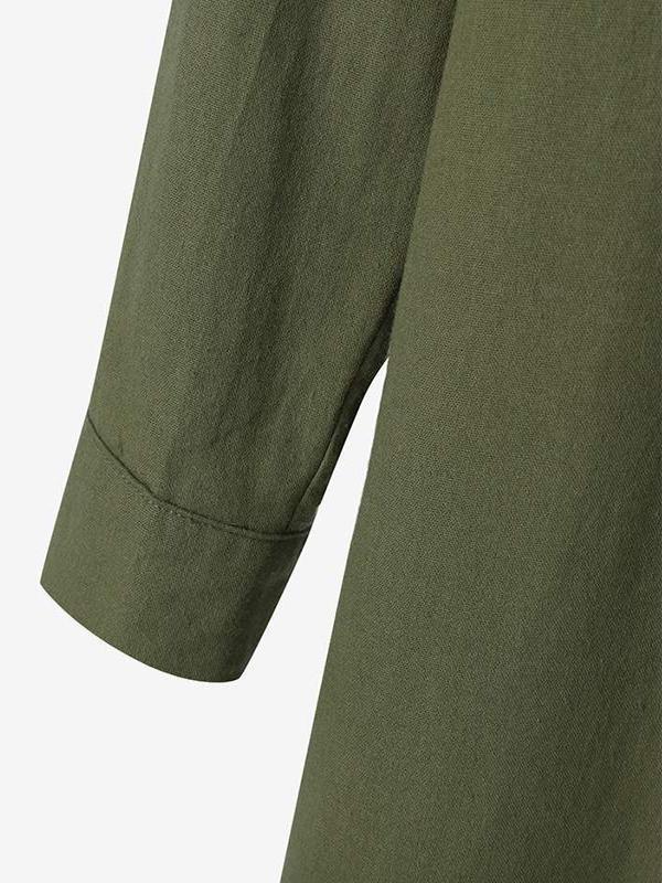 Loose Cotton Linen Shirt Dress – Casual Long Sleeve Button Down Maxi Dress - Seldom Seen Styles