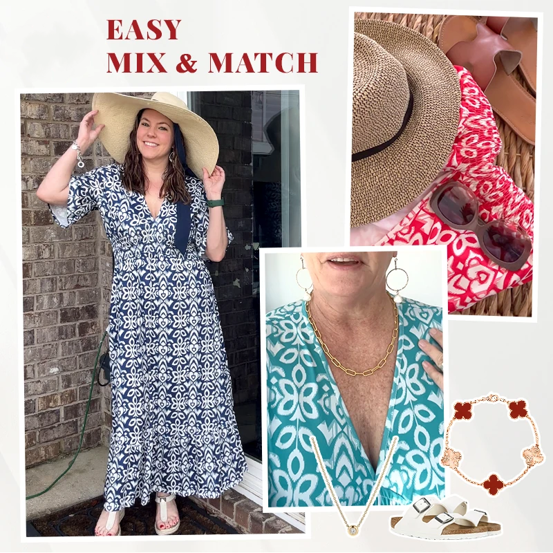 Loose Fit Cotton Linen Boho Dress Comfortable Mid Sleeve V Neck Everyday Midi - Seldom Seen Styles