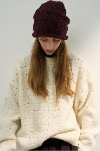 Locker sitzender Rundhalsausschnitt aus Wollmischung Pink Queen Damen Herbstpullover 2024 Lässiger Pullover mit langen Fledermausärmeln, übergroßer Rundhalsausschnitt, Wintermode, trendige Outfits