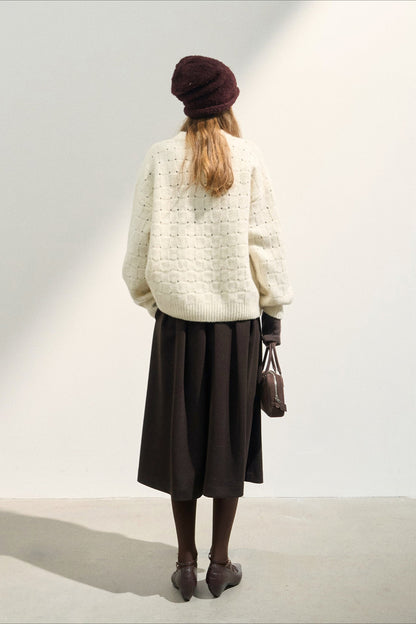 Locker sitzender Rundhalsausschnitt aus Wollmischung Pink Queen Damen Herbstpullover 2024 Lässiger Pullover mit langen Fledermausärmeln, übergroßer Rundhalsausschnitt, Wintermode, trendige Outfits