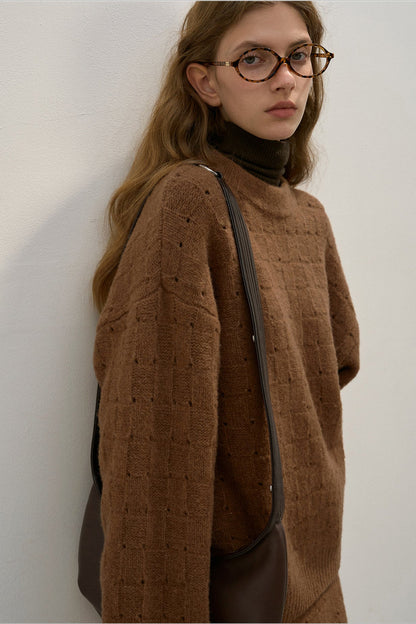 Locker sitzender Rundhalsausschnitt aus Wollmischung Pink Queen Damen Herbstpullover 2024 Lässiger Pullover mit langen Fledermausärmeln, übergroßer Rundhalsausschnitt, Wintermode, trendige Outfits