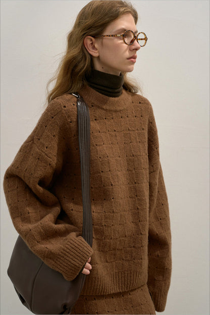 Locker sitzender Rundhalsausschnitt aus Wollmischung Pink Queen Damen Herbstpullover 2024 Lässiger Pullover mit langen Fledermausärmeln, übergroßer Rundhalsausschnitt, Wintermode, trendige Outfits