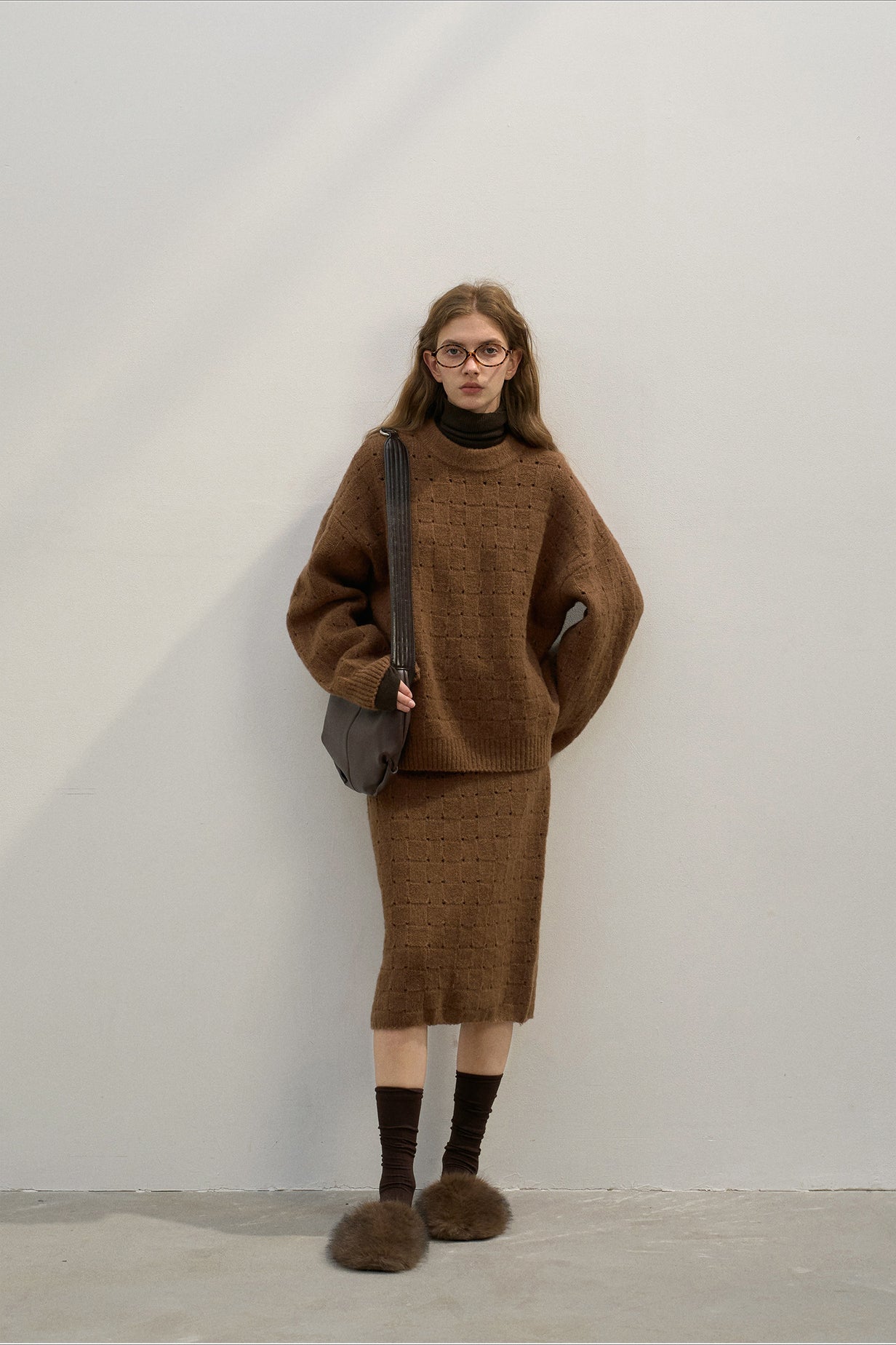 Loose Fit Crew Neck Wool Blend Pink Queen Women's Fall Sweaters 2024 Casual Long Batwing Sleeve Oversized Crewneck Pullover Winter Fashion Trendy Outfits - Seldom Seen Styles