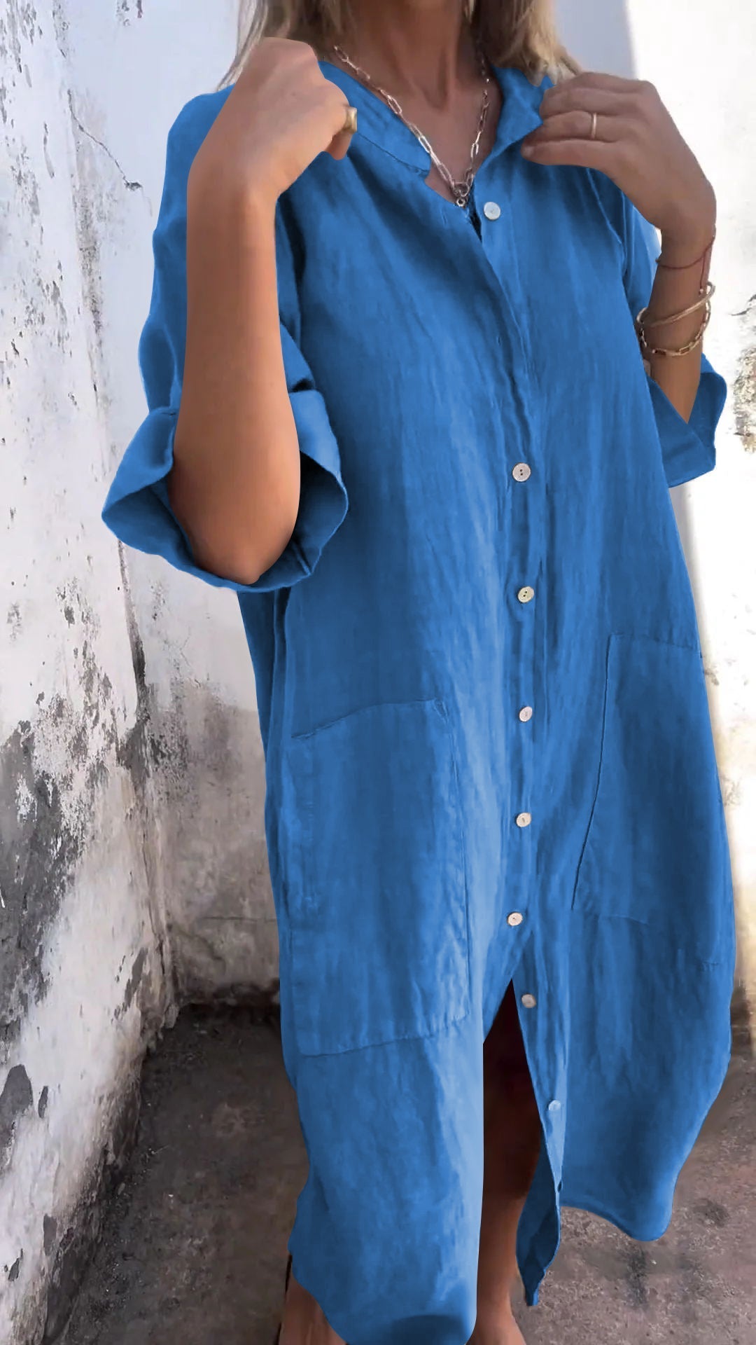 Loose Linen Shirt Maxi Dress – Casual Button Down Long Sleeve Dress for Women - Seldom Seen Styles