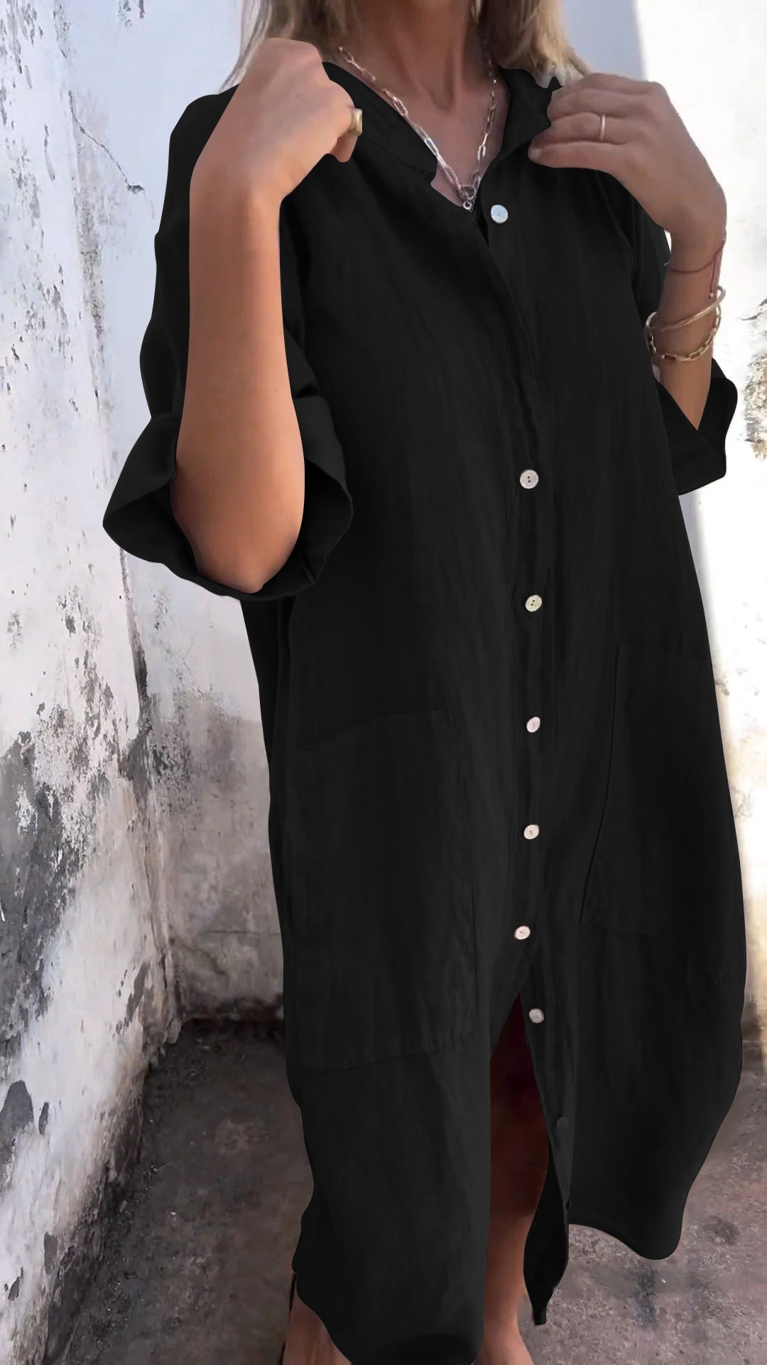 Loose Linen Shirt Maxi Dress – Casual Button Down Long Sleeve Dress for Women - Seldom Seen Styles