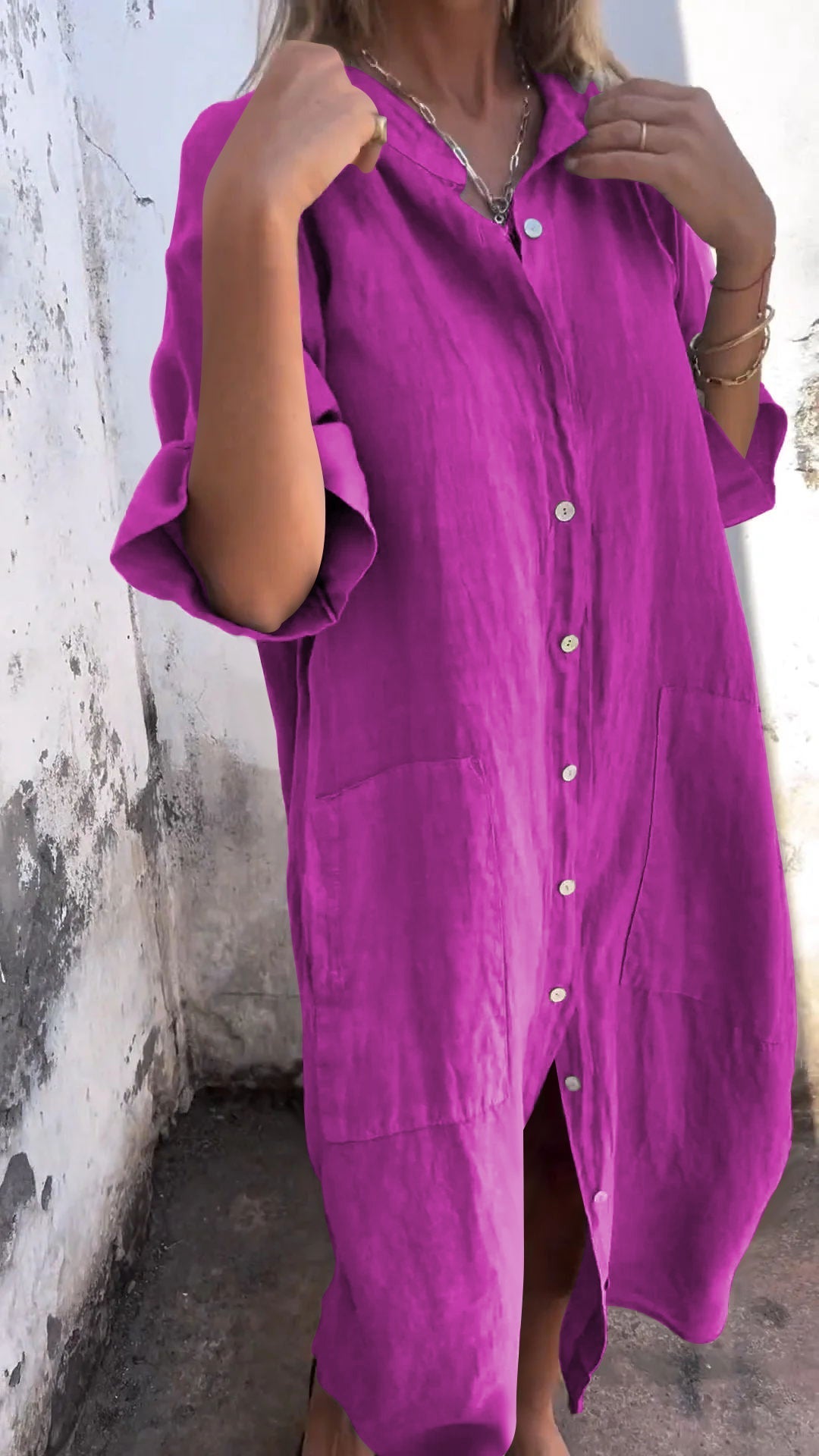 Loose Linen Shirt Maxi Dress – Casual Button Down Long Sleeve Dress for Women - Seldom Seen Styles