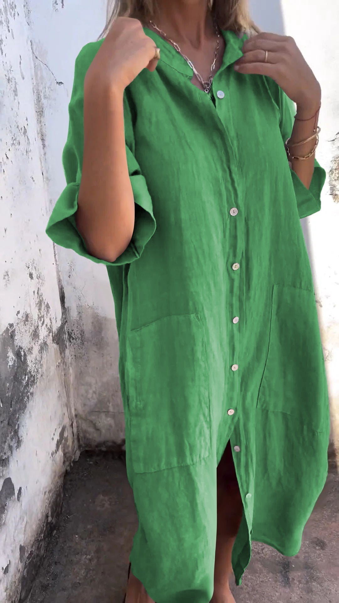 Loose Linen Shirt Maxi Dress – Casual Button Down Long Sleeve Dress for Women - Seldom Seen Styles