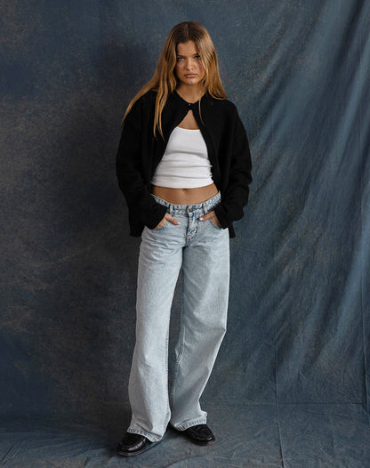Low Rise Parallel Jeans in 80s Light Blue Wash