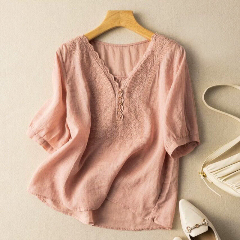 Luciana Cotton-Linen Blouse - Seldom Seen Styles