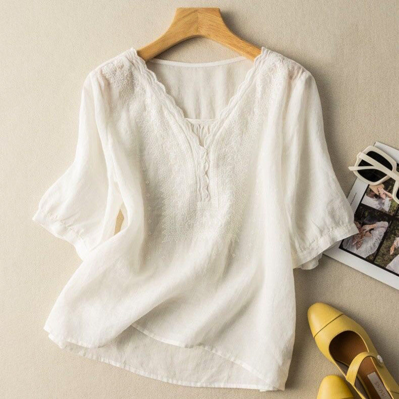 Luciana Cotton-Linen Blouse - Seldom Seen Styles
