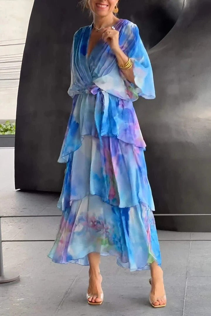 Luna’s Dreamy Bloom Ruffle Wrap Maxi Dress