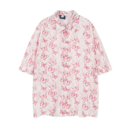 MAXDEPY All-Over Pink Butterfly Hawaiian Shirt - Seldom Seen Styles