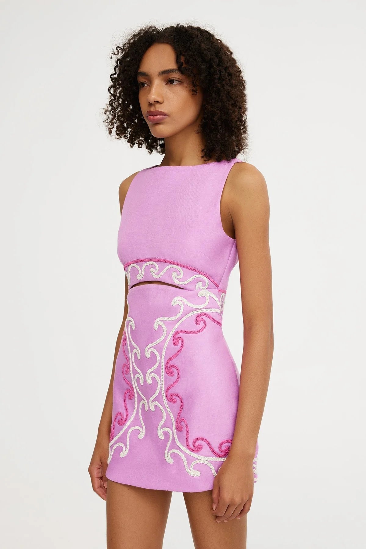 MIKA MINI DRESSWomen's Pink Cut Out Mini Dress Embroidered Sleeveless Elegant Party Dress - Seldom Seen Styles