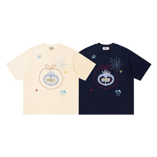 Magic Apple Graphic Oversized T-Shirt Short Sleeve Crew Neck Casual Summer Streetwear Tee | Magic Apple Tee - Seldom Seen Styles
