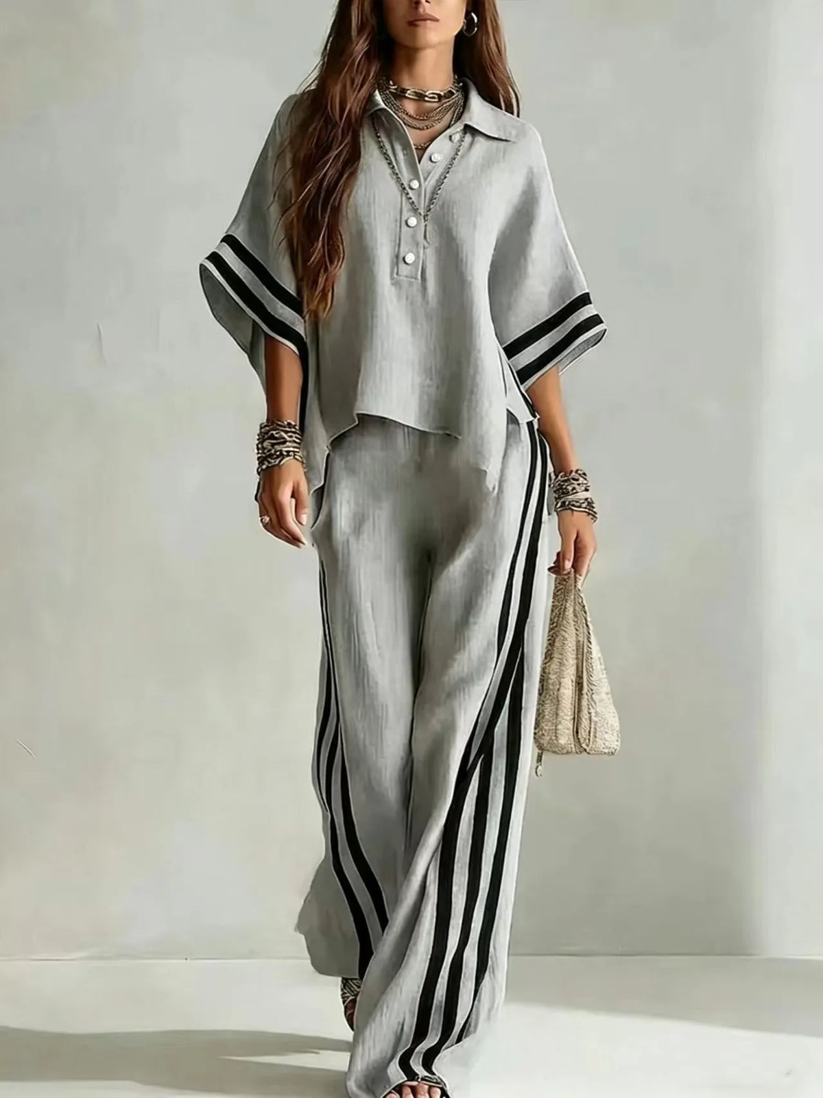 Marlena Striped Wide Leg Pant Set - Seldom Seen Styles