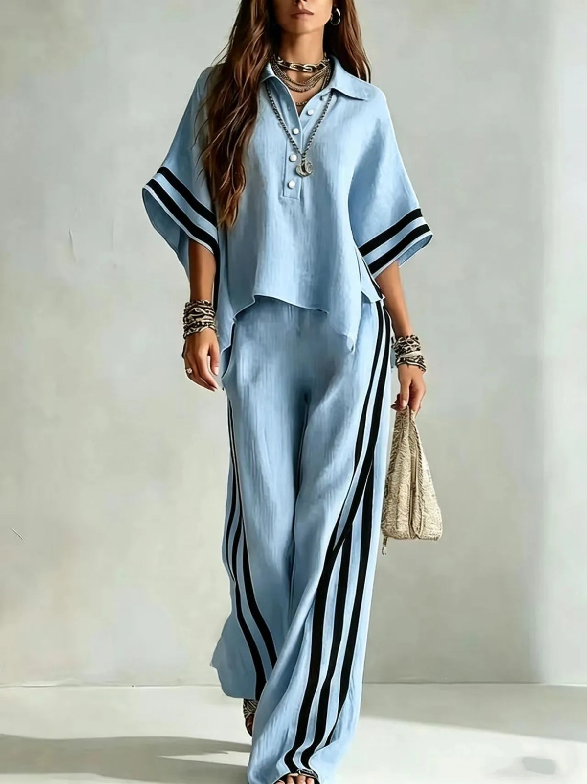 Marlena Striped Wide Leg Pant Set - Seldom Seen Styles