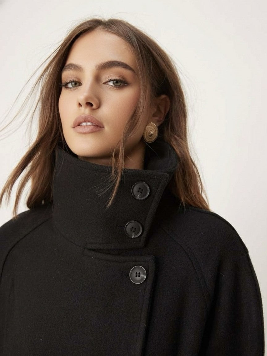 Martha | High-Neck Buttoned Jacket - Seldom Seen Styles