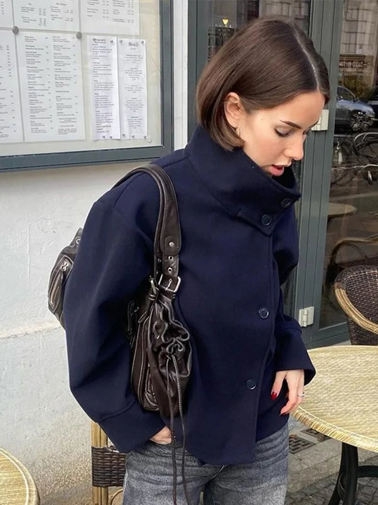 Martha | High-Neck Buttoned Jacket - Seldom Seen Styles