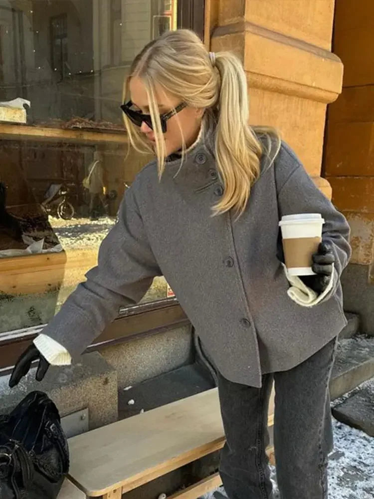 Martha | High-Neck Buttoned Jacket - Seldom Seen Styles