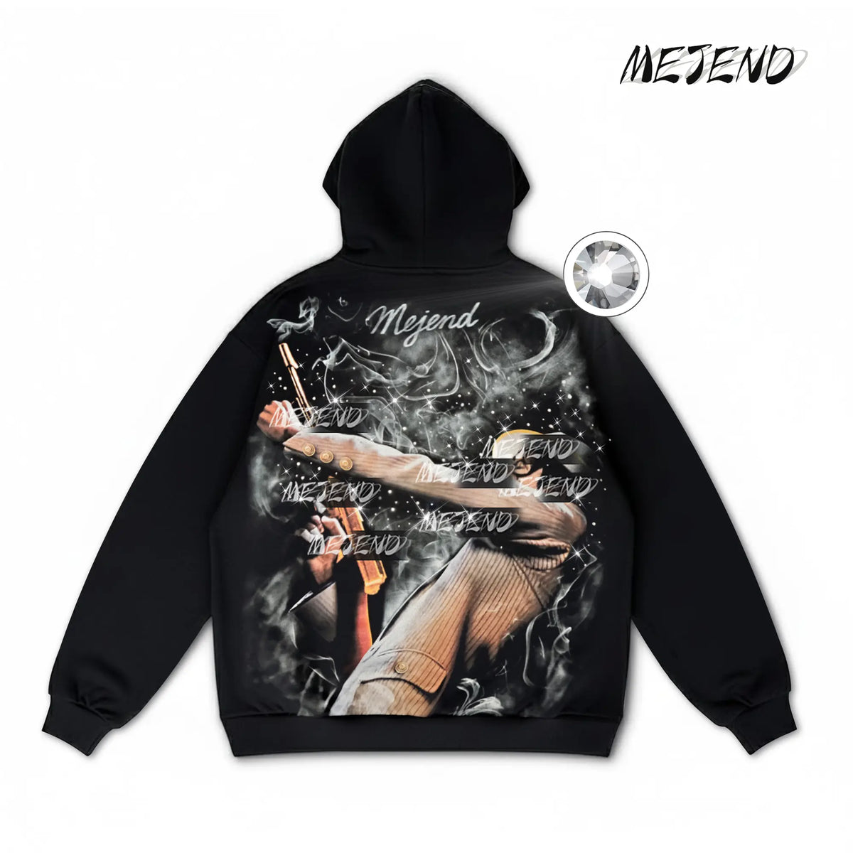 MeJend Unisex Graphic T-Shirt, Rhinestone Hoodie, 100% Cotton, Casual Tee & Pullover Hooded Sweatshirt, Streetwear for Men & Women - Seldom Seen Styles