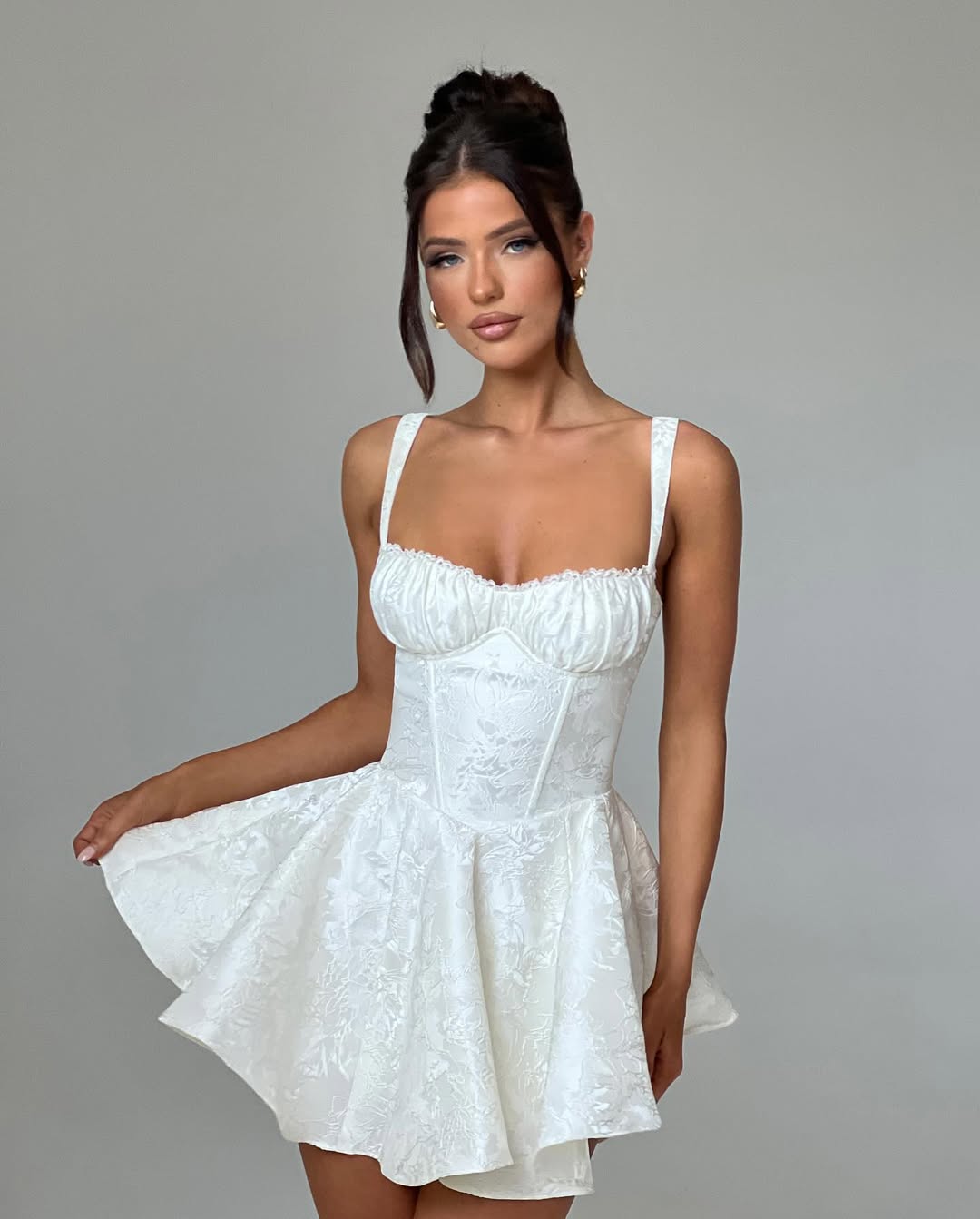 MICAELA Mini Dress Women Corset Bandeau Structured Bodice Wide Leg Short Set Pleated Two Piece Outfit Party Club Vacation - Seldom Seen Styles