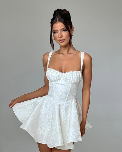 MICAELA Mini Dress Women Corset Bandeau Structured Bodice Wide Leg Short Set Pleated Two Piece Outfit Party Club Vacation