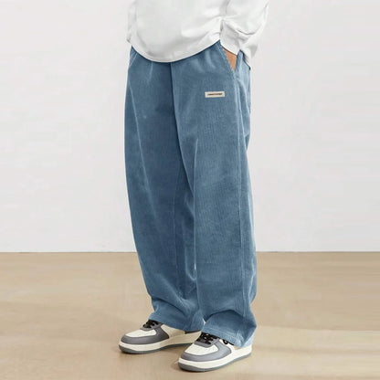 Herren Cordhose Freizeithose mit Kordelzug Elastischer Bund Gerades Bein Jogginghose mit Taschen