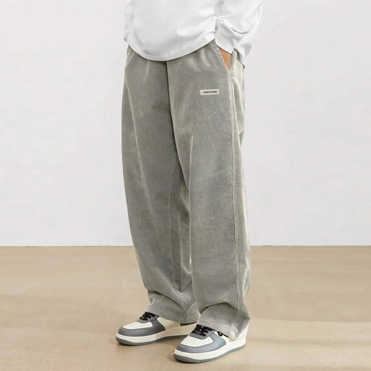 Men's Corduroy Pants Casual Drawstring Elastic Waist Straight Leg Sweatpants with Pockets - Seldom Seen Styles
