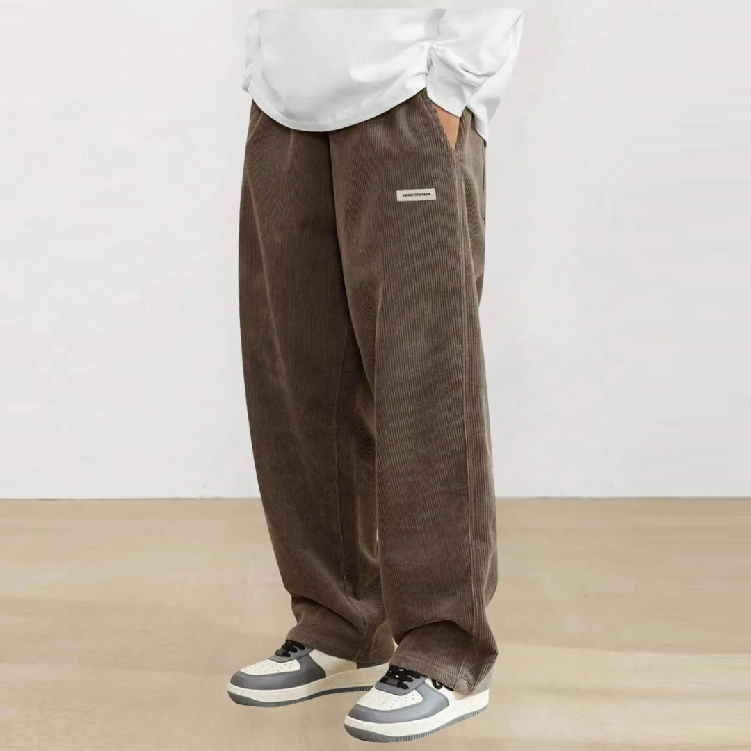 Men's Corduroy Pants Casual Drawstring Elastic Waist Straight Leg Sweatpants with Pockets - Seldom Seen Styles