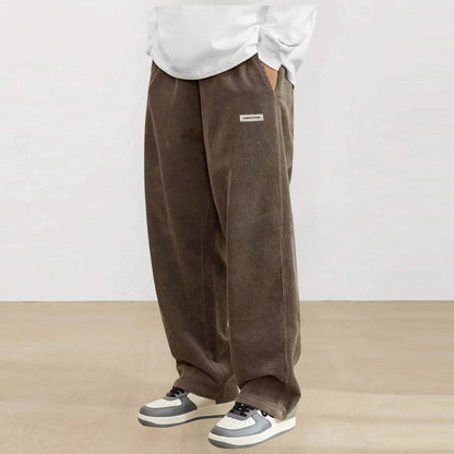 Herren Cordhose Freizeithose mit Kordelzug Elastischer Bund Gerades Bein Jogginghose mit Taschen