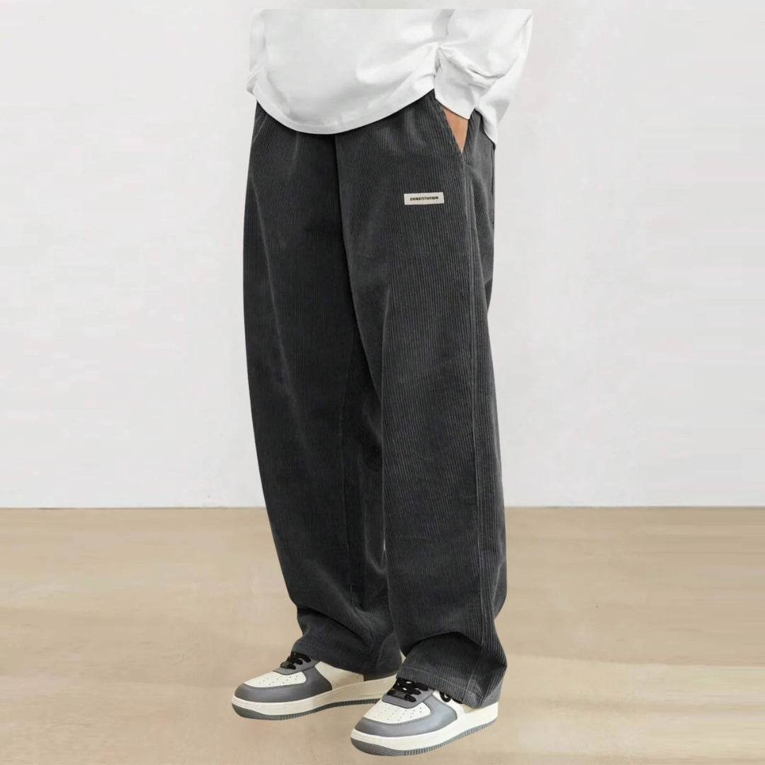 Men's Corduroy Pants Casual Drawstring Elastic Waist Straight Leg Sweatpants with Pockets - Seldom Seen Styles