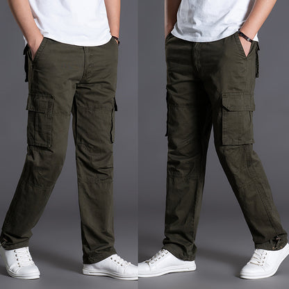 Men's Cotton Cargo Pants Breathable Multi-Pocket Outdoor Loose Casual Trousers Spring Summer Streetwear Outfit