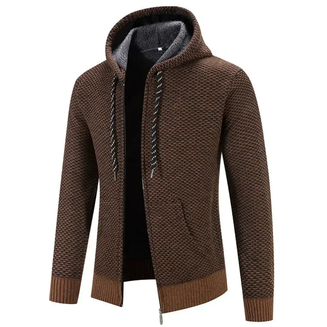 Men's Fleece Clothes Knit Cardigan Jumper Hooded Jackets Brown Sweaters Warm Harajuku Coat - Seldom Seen Styles